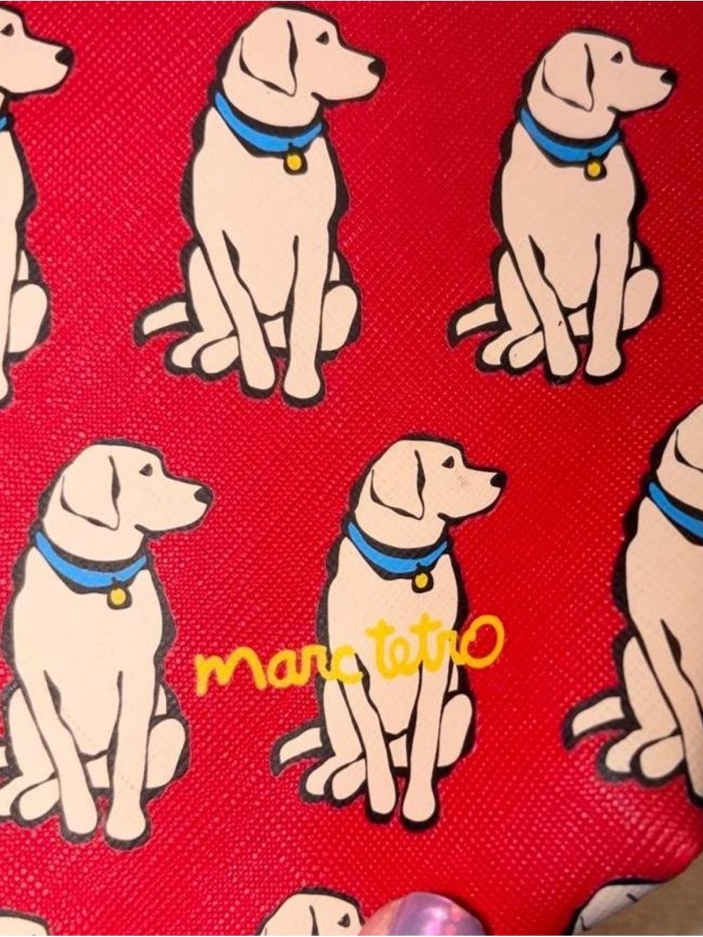 Red Dog Pattern Cosmetic Pouch - Playful Makeup Case - Picture 3 of 8